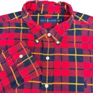 Polo Ralph Lauren Shirt Men XXL Red Plaid Pony Button Down Shirt Classic Fit